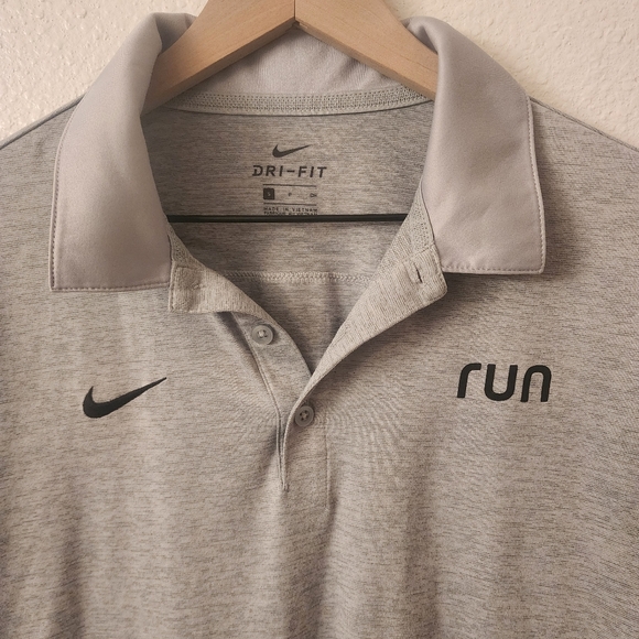Nike Run Dri-Fit Gray Polo Shirt Mens Small - Picture 2 of 8